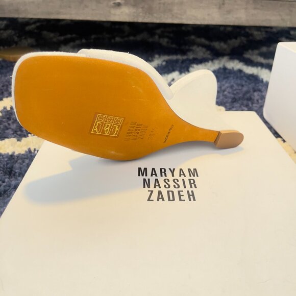 NIB Maryam Nassir Zadeh Lido Suede Wedge Slip On Sandal in Pearl Size 39.5 - Picture 7 of 11